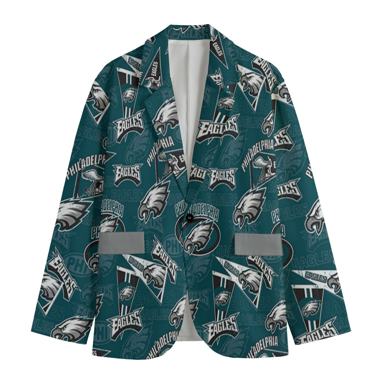 Green sports jacket with Philadelphia Eagles logo on a white background