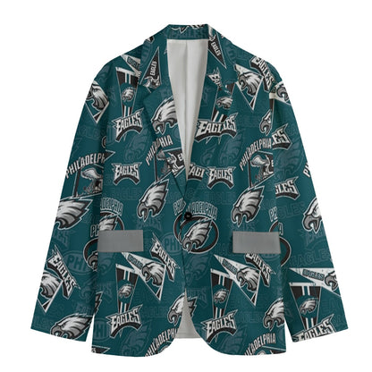 Green sports jacket with Philadelphia Eagles logo on a white background