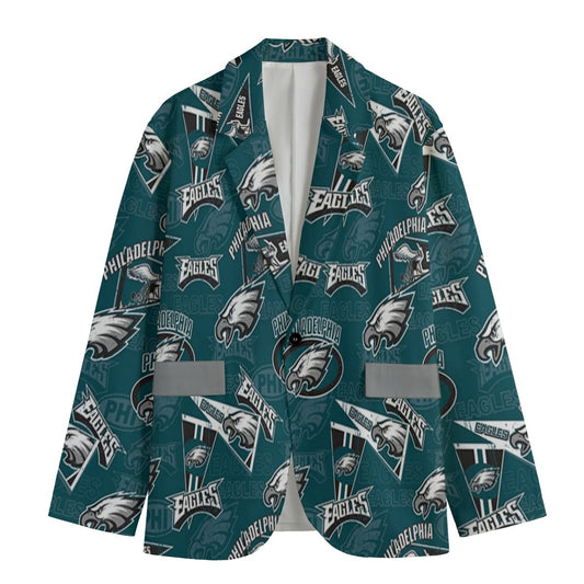 Green sports jacket with Philadelphia Eagles logo on a white background