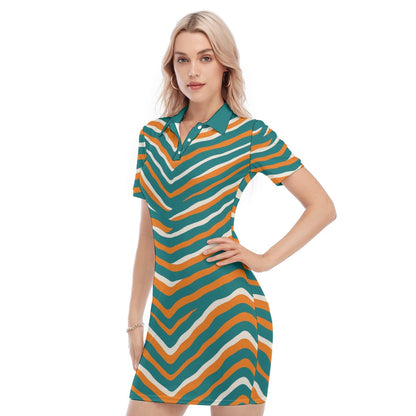 Miami Football Game Day All-Over Print Women's Polo Collar Dress