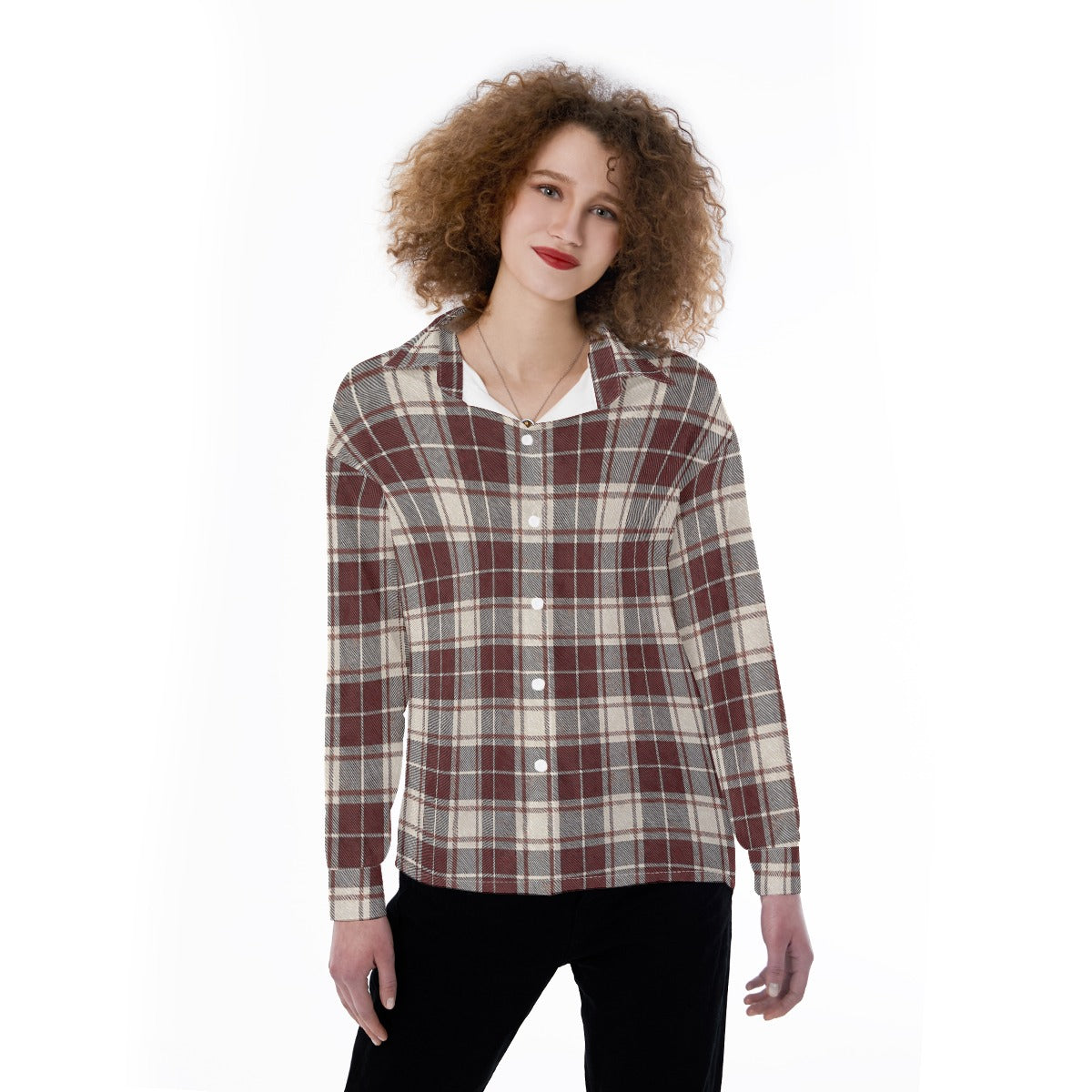 Oklahoma Tartan Plaid Sooners Women's Satin Shirt