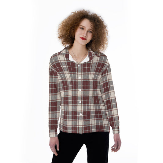 Oklahoma Tartan Plaid Sooners Women's Satin Shirt