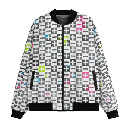 Abstract Signs Colored Seamless Fleece Bomber Jacket – Bold Streetwear Design