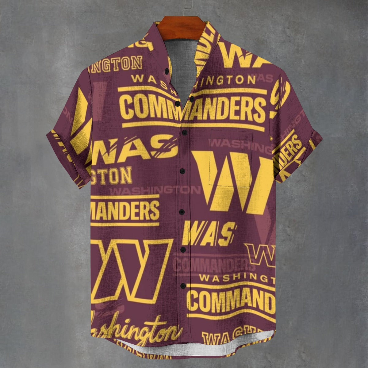 Washington Commanders Men's Stand Collar Shirt|110GSM Imitation Flax