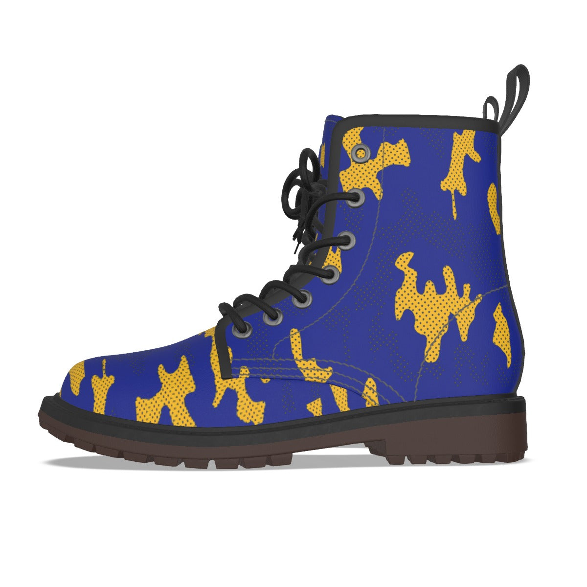 Urban Legend Pittsburgh Blue and Gold Camo Martin Short Boots – Panthers-Inspired Streetwear for Gam