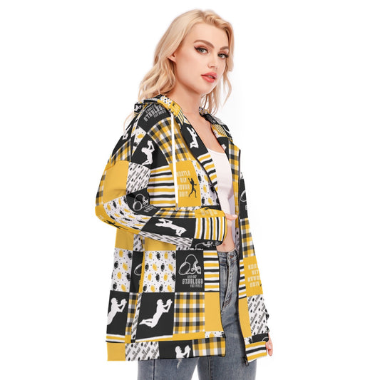 All-Over Print Women's Long Hoodie With Zipper Closure