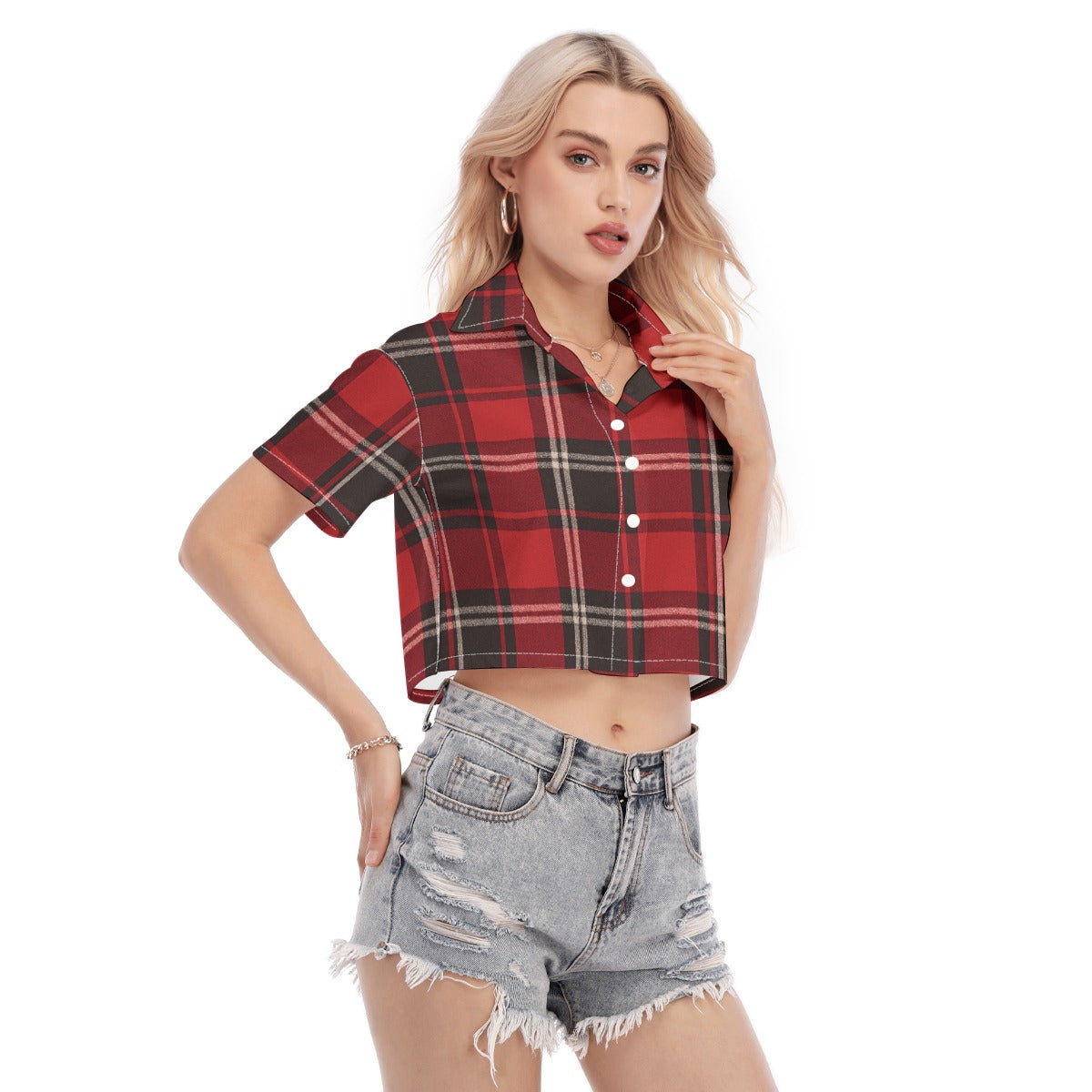 Cincinnati - Bearcats Tartan Plaid Women's Cropped Shirt