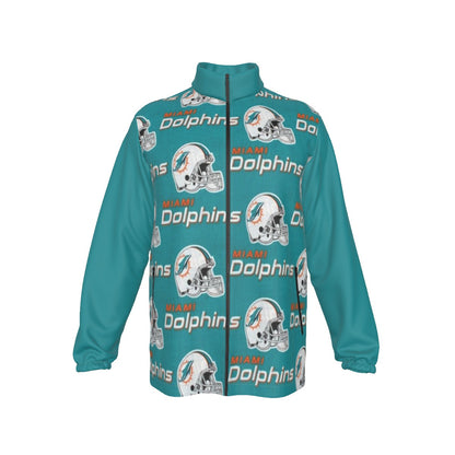 Miami Football Game Day All-Over Print Men's Stand-up Collar Zip-up Windproof Jacket