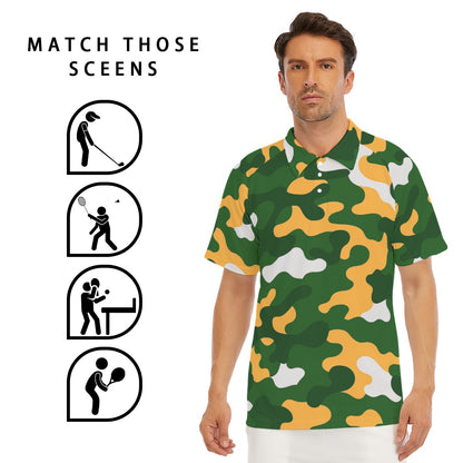Green Bay Football Game Day All-Over Print Men's Short Sleeve Polo Shirt With Button Closure