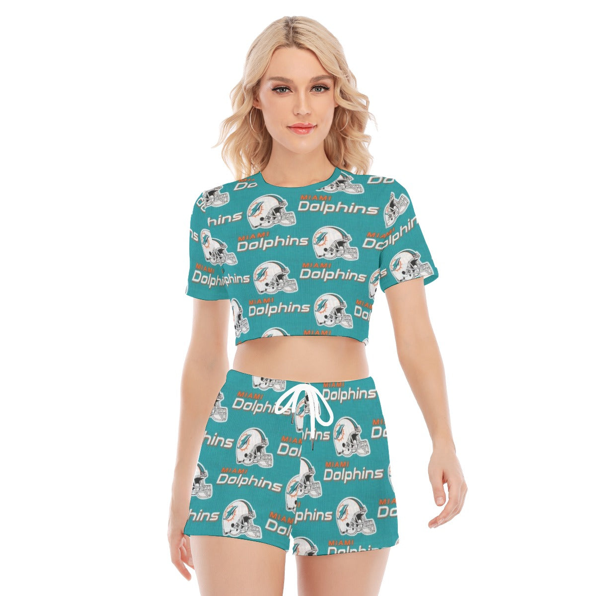 Miami Football Game Day All-Over Print Women's O-neck T-shirt Shorts Suit