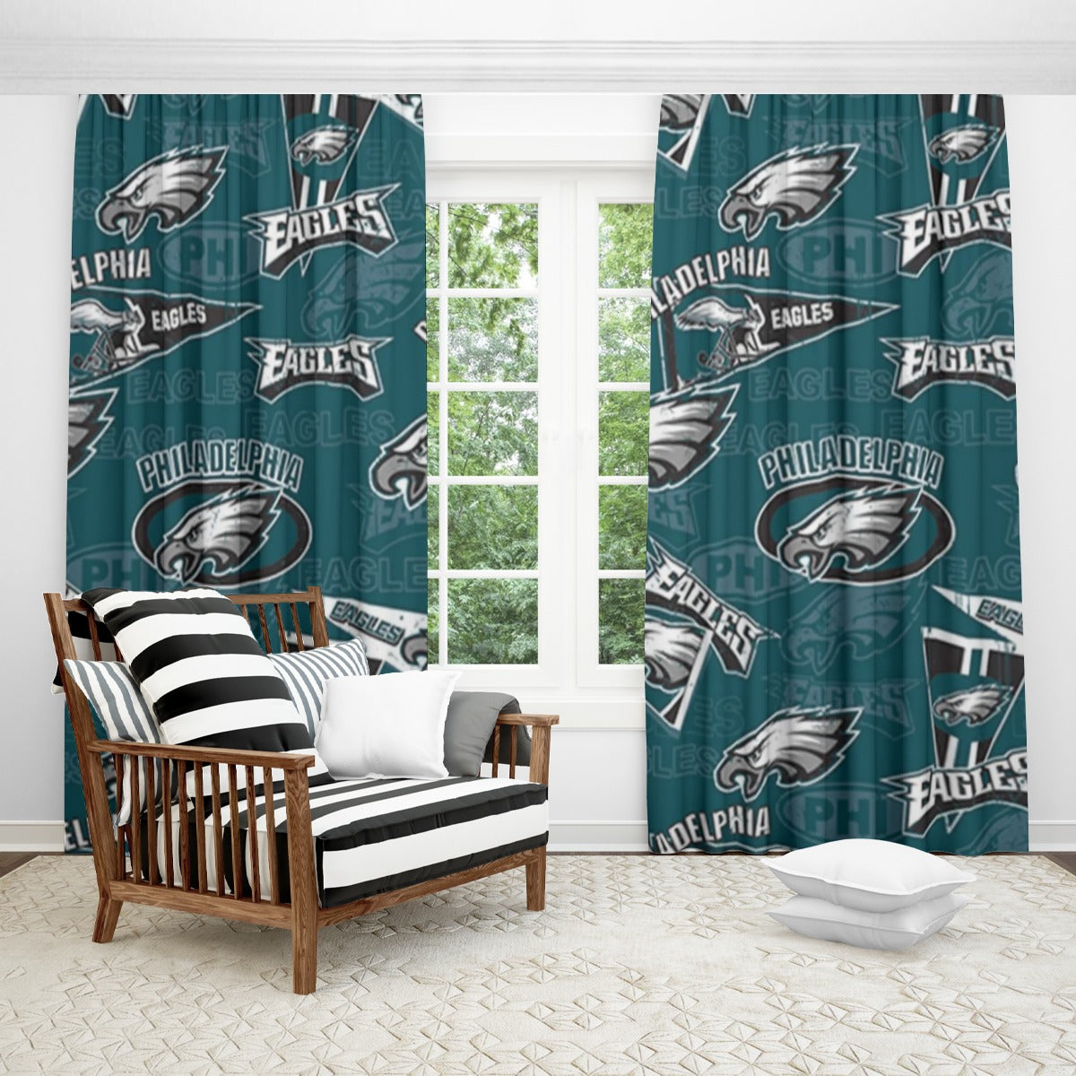 Philadelphia Football Game Day Curtains with Hooks (Large Size)
