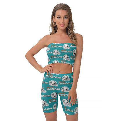 Miami Football Game Day All-Over Print Women's Breast Wrap Shorts Suit