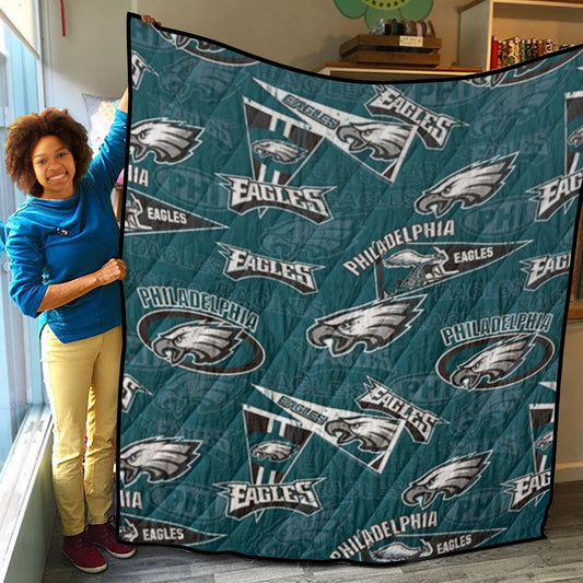 Philadelphia Football Game Day Lightweight & Breathable Quilt With Edge-wrapping Strips