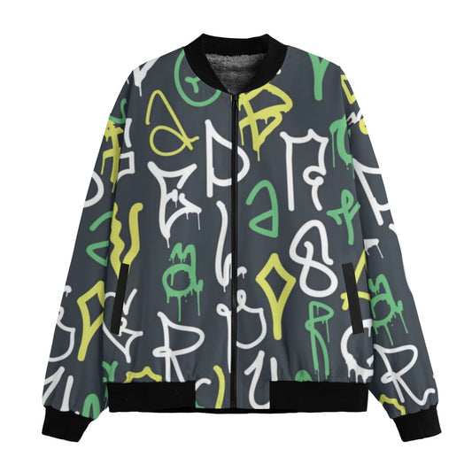 Urban Legend 90s Street Icons  Hand-Drawn Graffiti Abstract Fleece Bomber Jacket