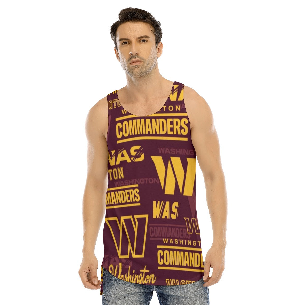 Washington Commanders Men's Curved Hem Long Tank Top