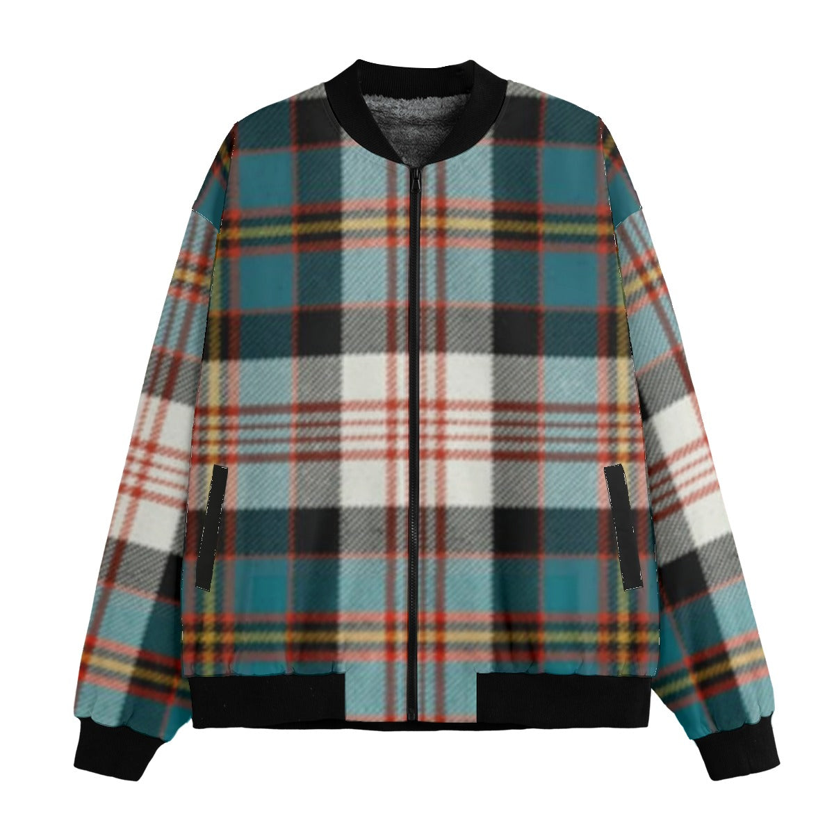 Cameron of Erracht – red blue yellow Highland tartan Fleece Bomber Jacket