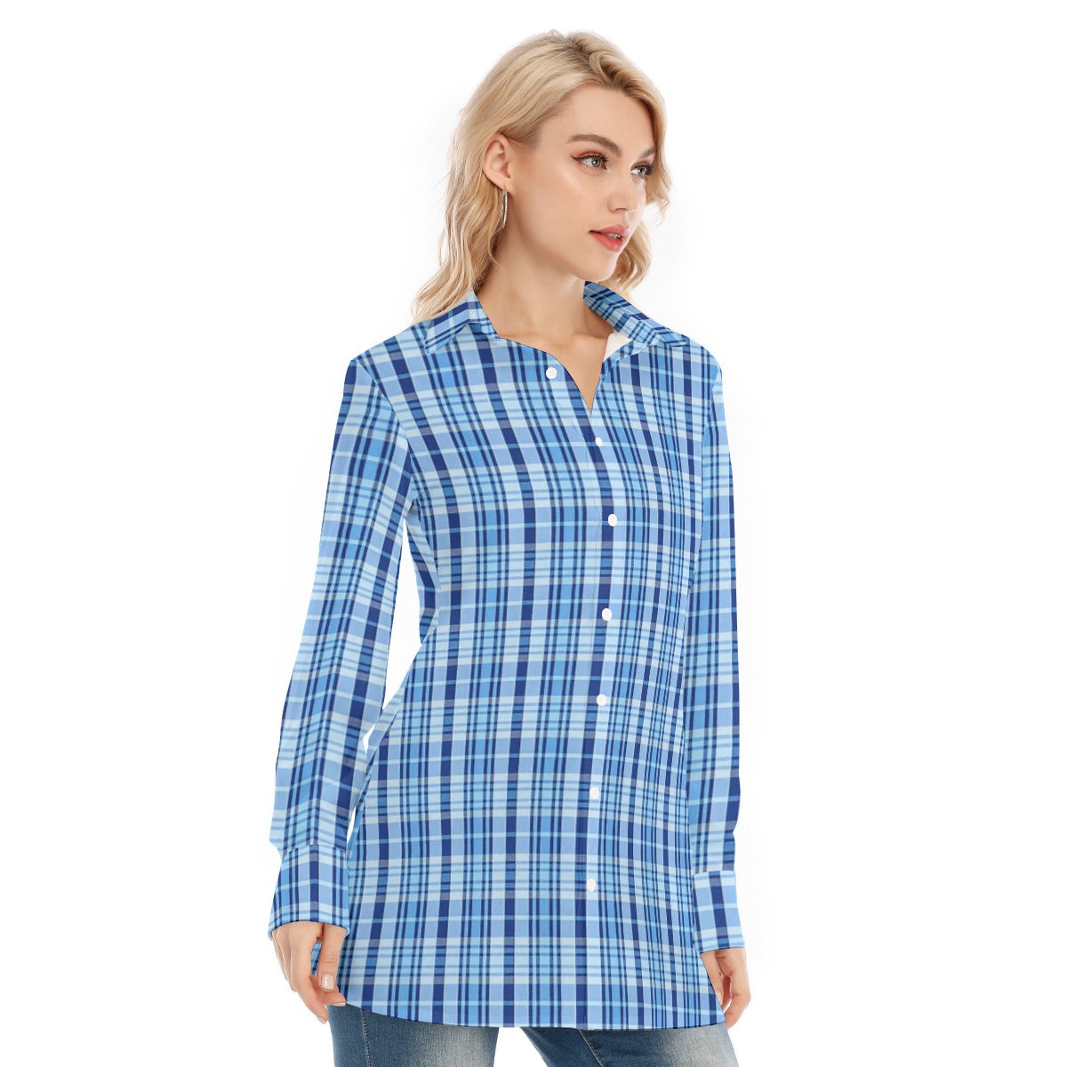 North Carolina Tartan Plaid Tar Heels Women's Long Shirt