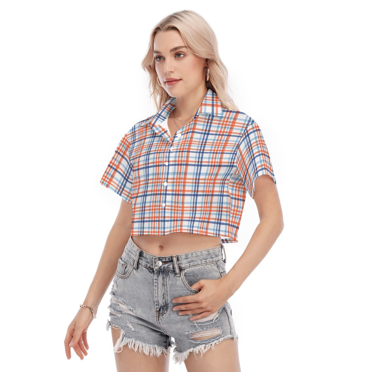 Florida - Gators tartan plaid Women's Cropped Shirt