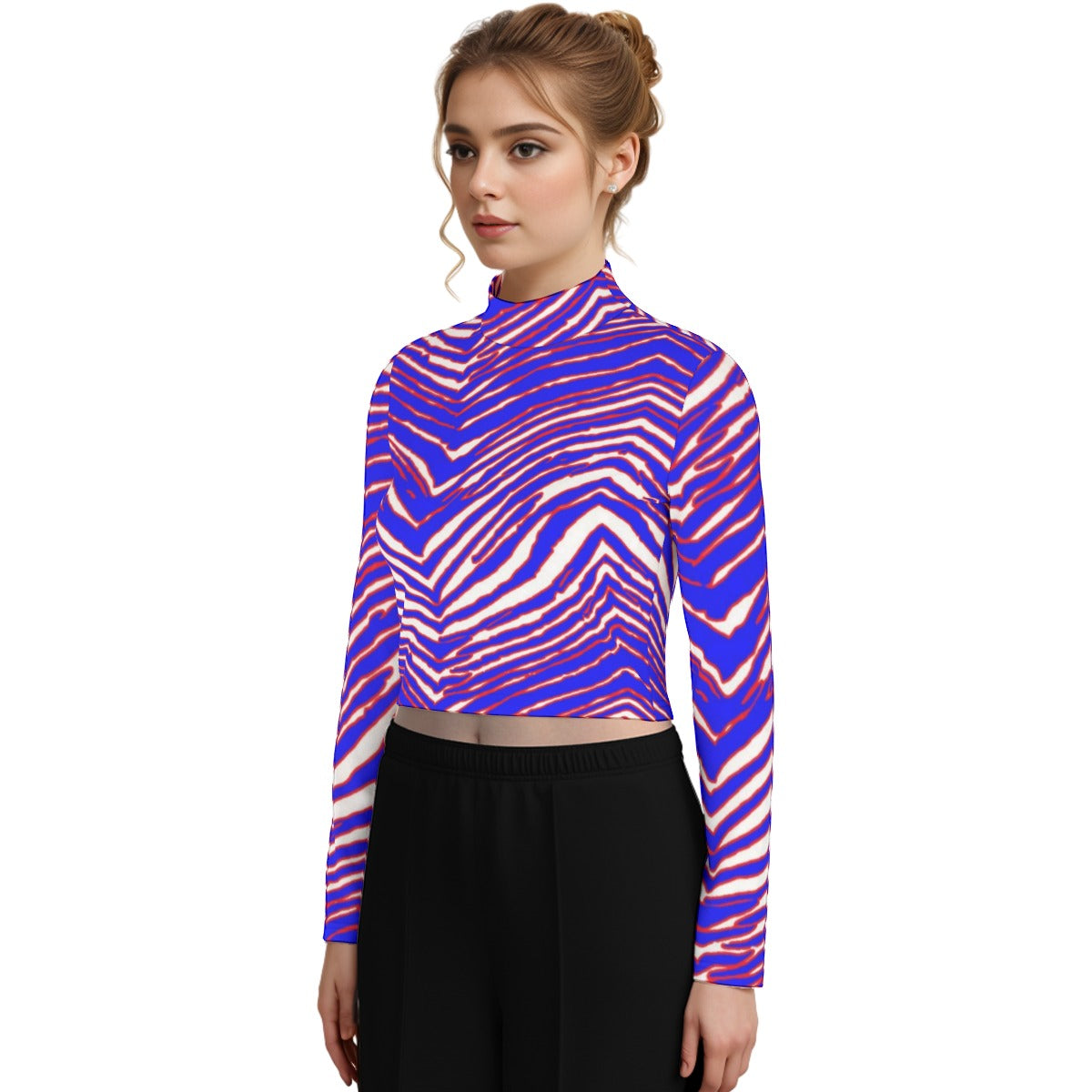 Eco-Friendly Buffalo Bills Zubaz Women's Turtleneck T-shirt With Long Sleeve