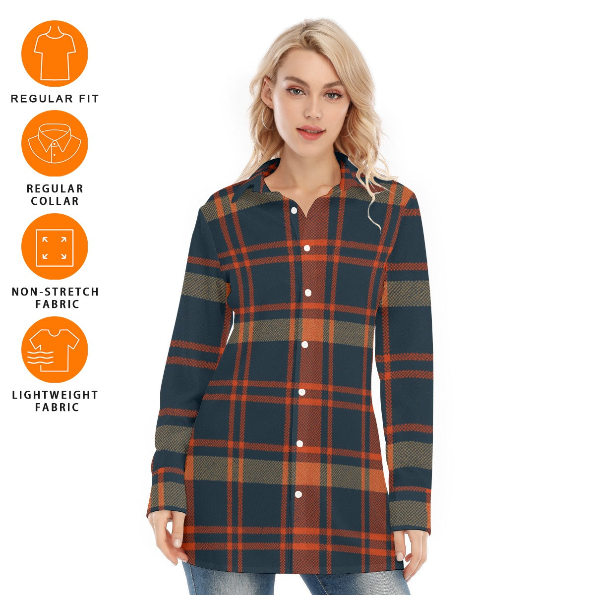 Auburn - Tigers Tartan Plaid Women's Long Shirt