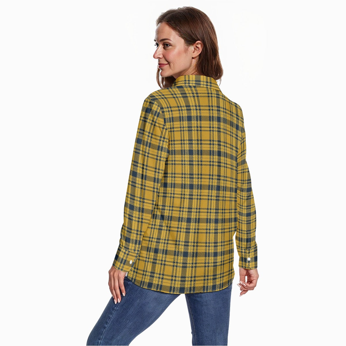 Georgia Yellow Jackets Tartan Plaid Women's Long Sleeve Shirt