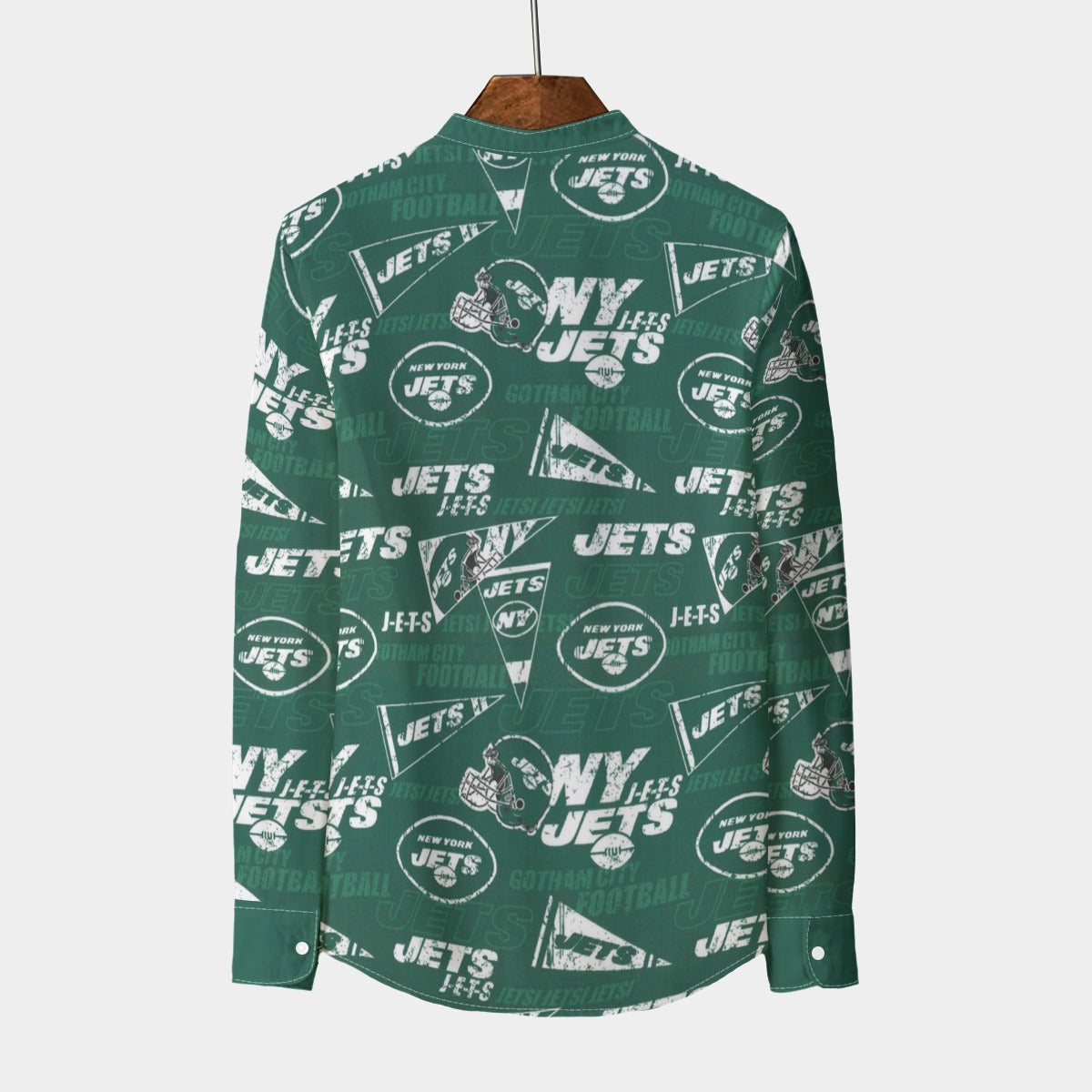 Urban Legend New York Jets Stand Collar Shirt With Long Sleeve | 110GSM Imitation Flax