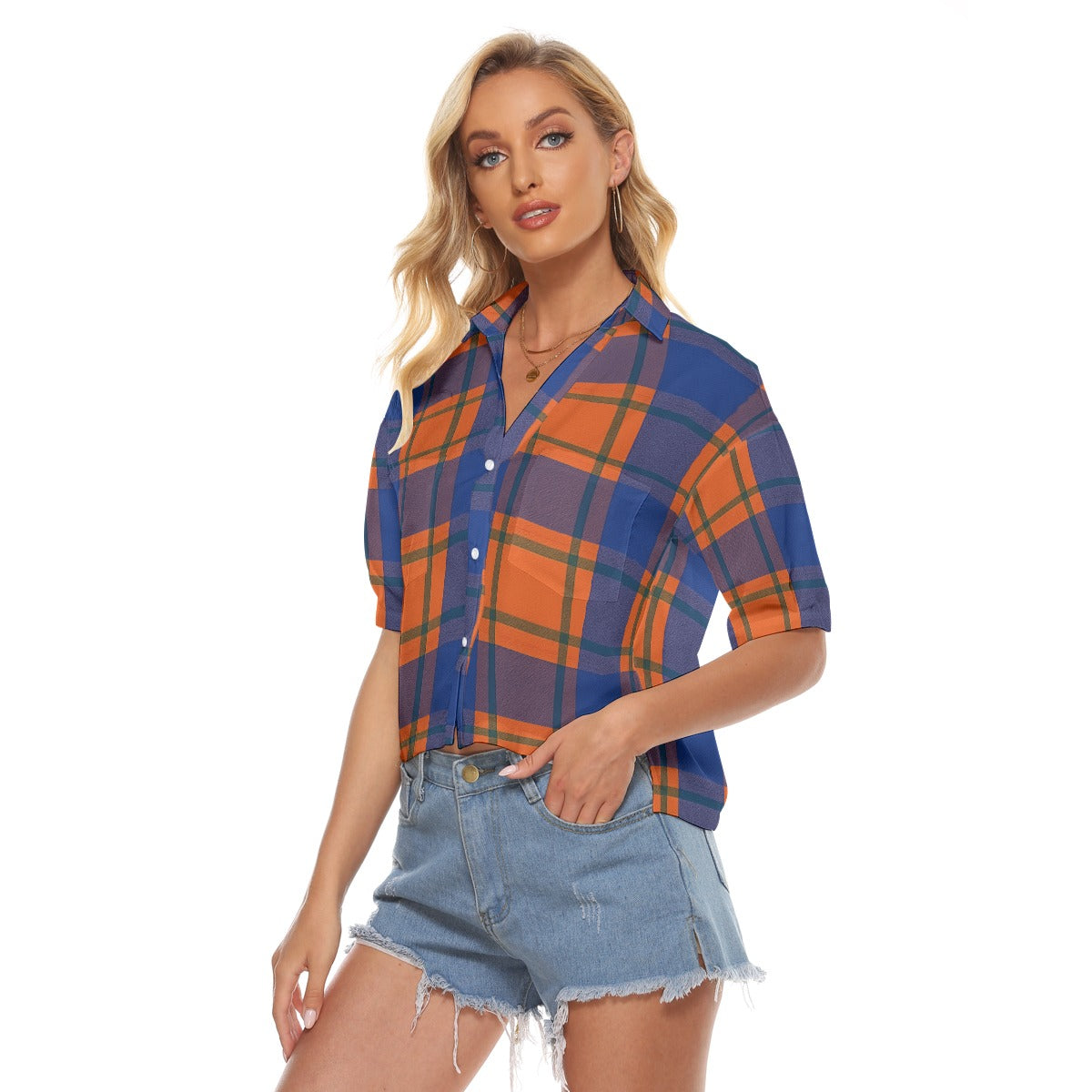 Urban Legend Florida Gators Tartan Plaid Women's V-Neck Shirt – Orange and Blue College Streetwear w