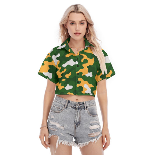 Green Bay Football Game Day All-Over Print Women's Cropped Shirt