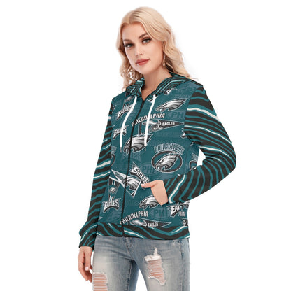 Philadelphia Football Game Day All-Over Print Women's Hoodie With Zipper