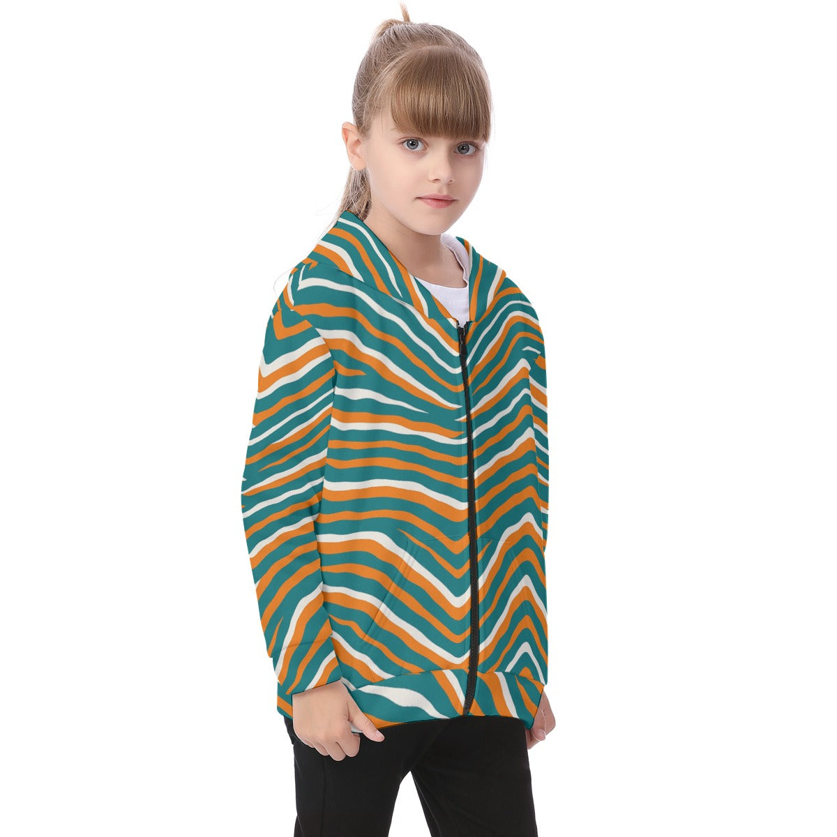 Miami Football Game Day All-Over Print Kid's Heavy Fleece Zip Up Hoodie