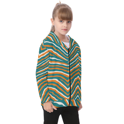 Miami Football Game Day All-Over Print Kid's Heavy Fleece Zip Up Hoodie