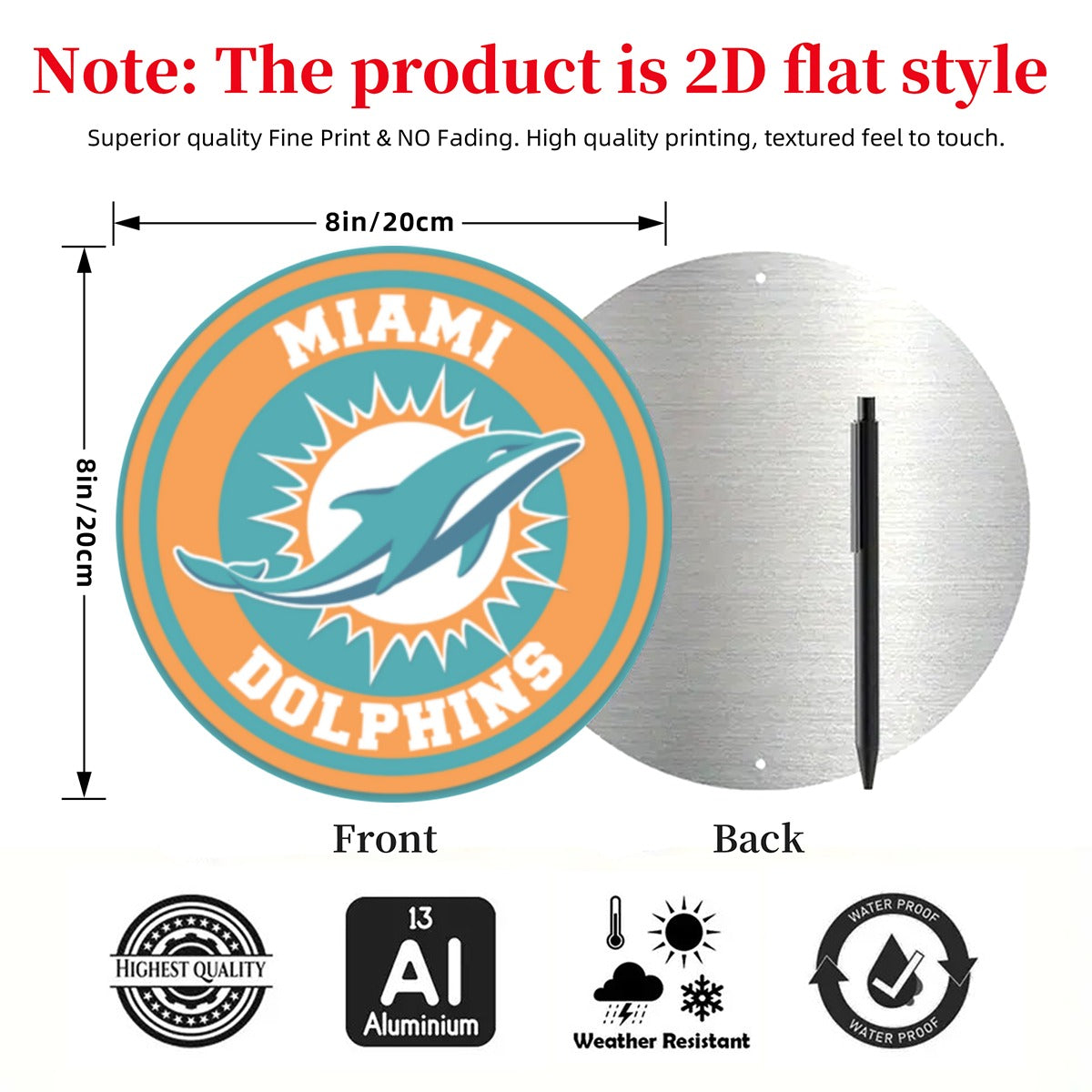Miami Football Game Day Round Aluminum Painting