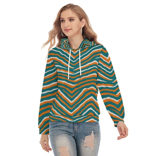 Miami Football Game Day All-Over Print Women's Slim Pullover Hoodie