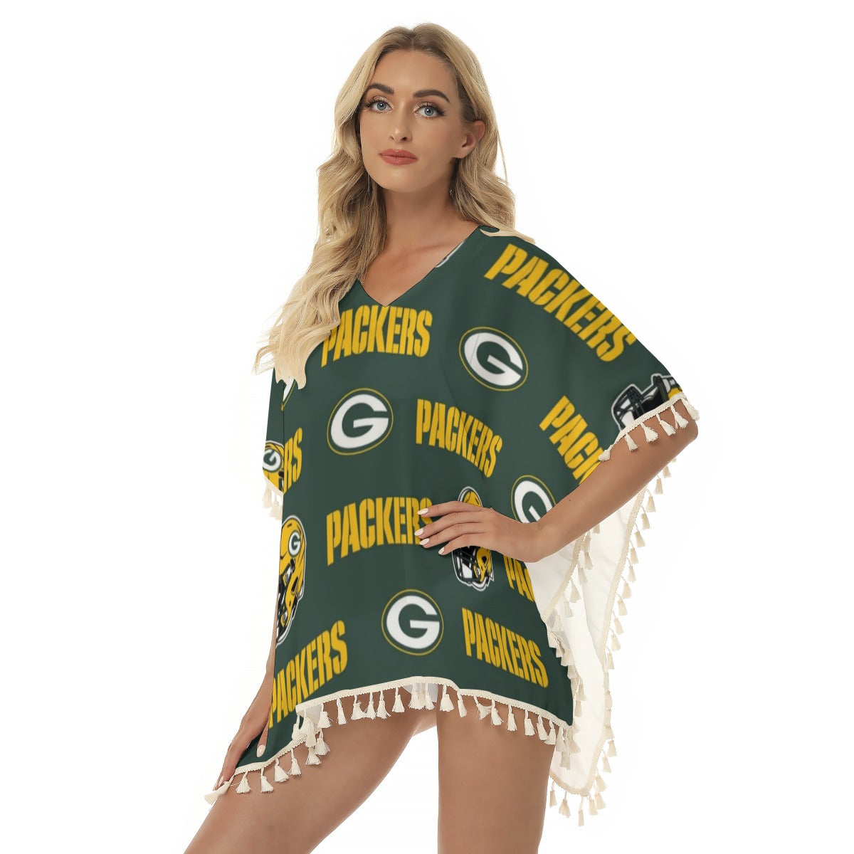 Green Bay Football Game Day All-Over Print Women's Square Fringed Shawl
