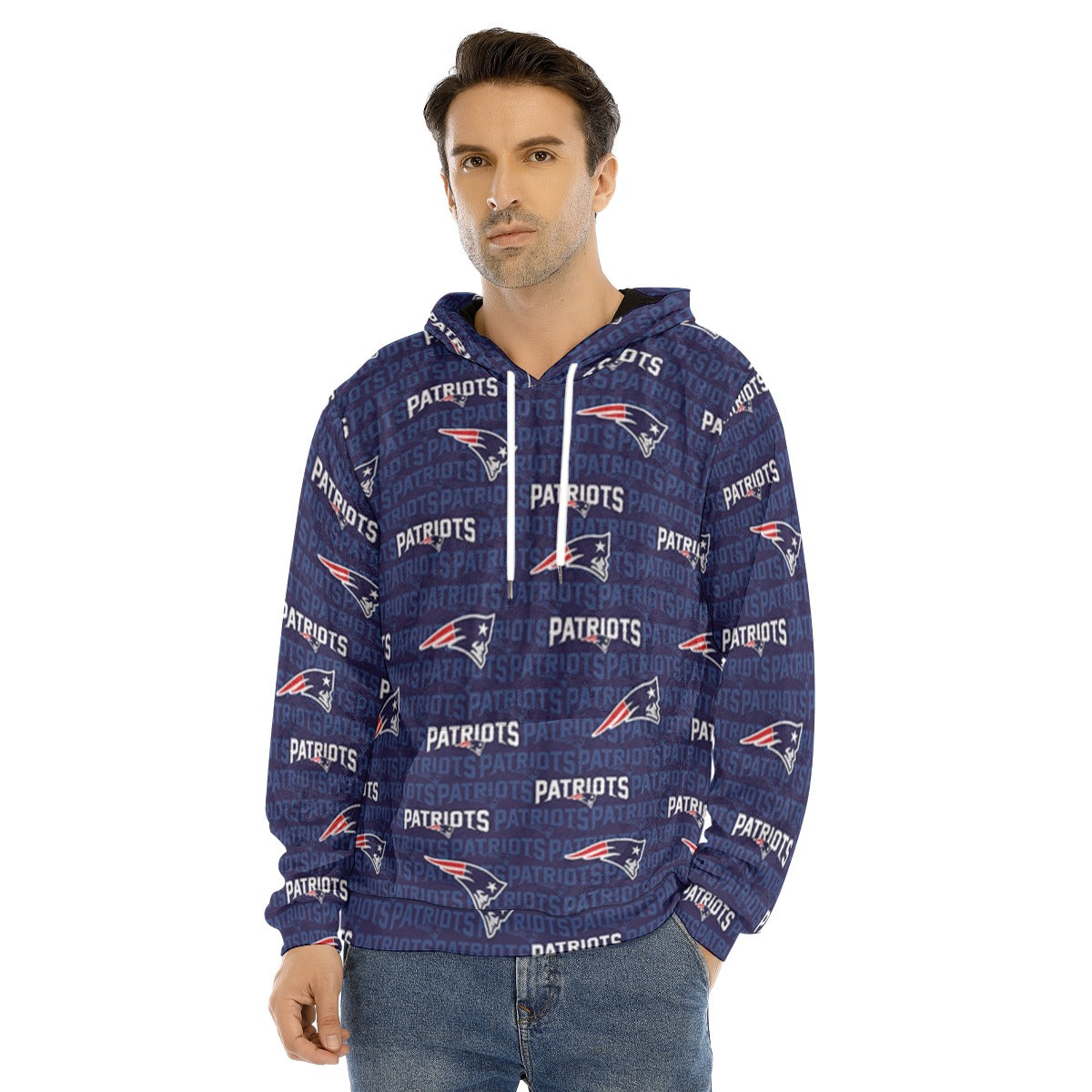New England Football Game Day All-Over Print Men's Pullover Hoodie | Velvet