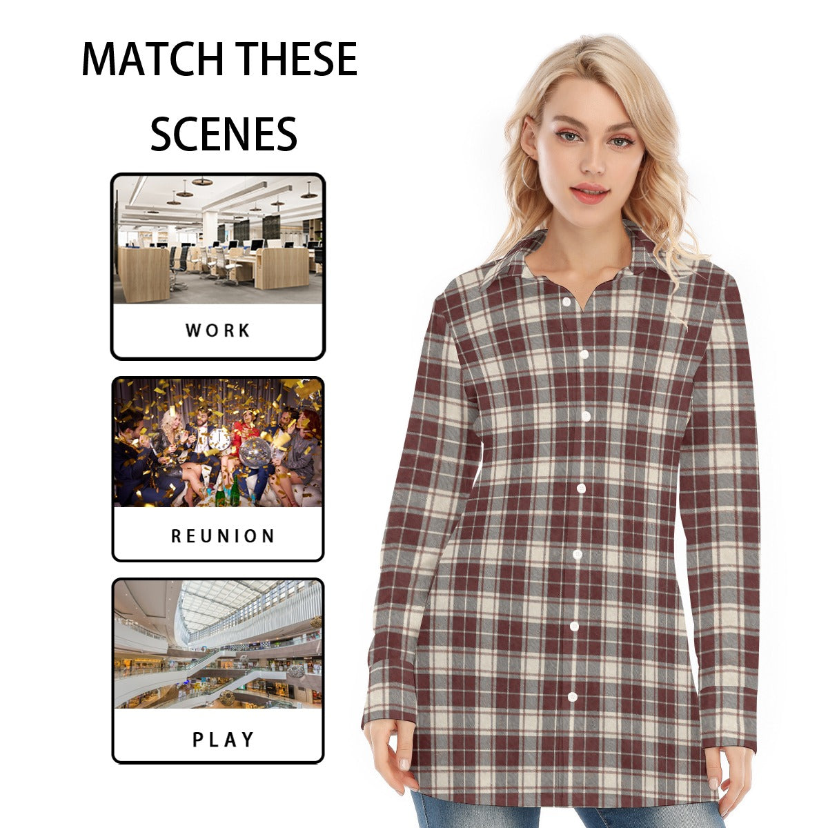 Oklahoma Tartan Plaid Sooners Women's Long Shirt