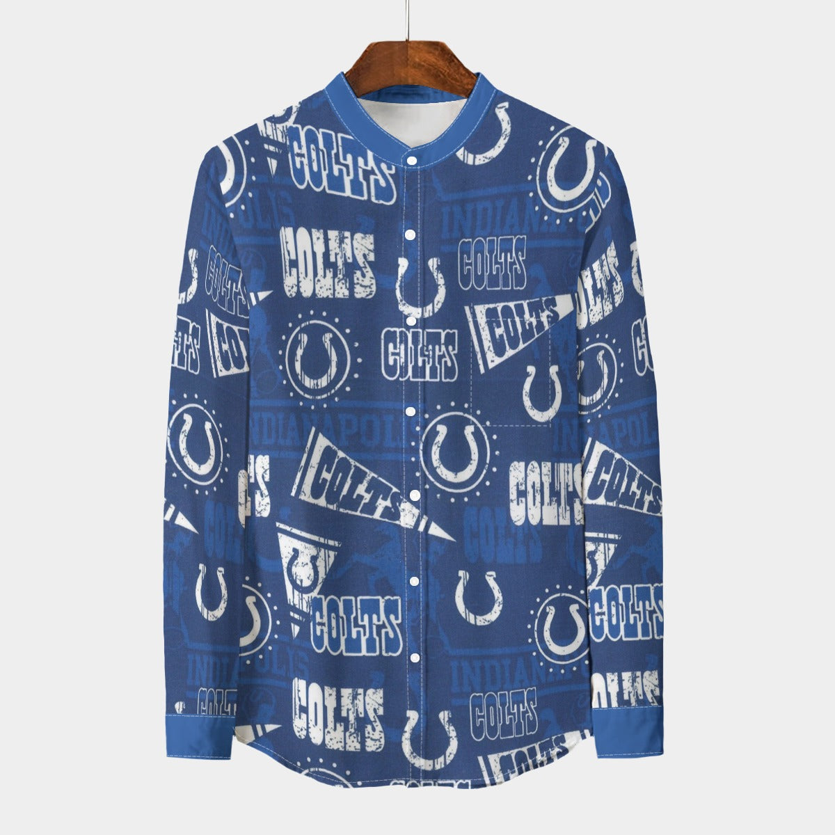 Urban Legend Indianapolis Colts Stand Collar Shirt With Long Sleeve | 110GSM Imitation Flax