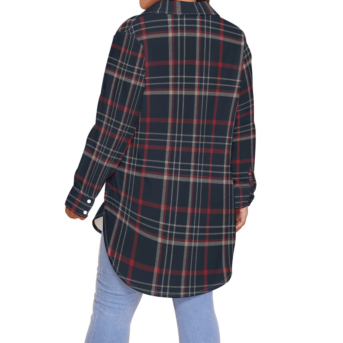 Connecticut tartan plaid Women's Shirt With Long Sleeve(Plus Size)