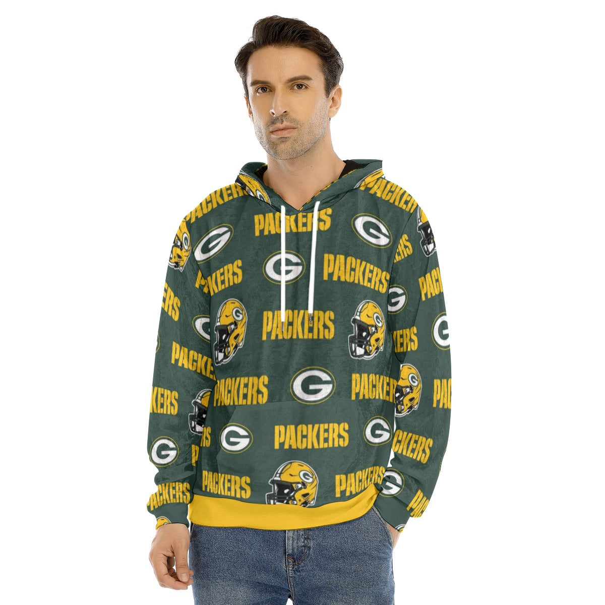 Green Bay Football Game Day All-Over Print Men's Pullover Hoodie | Velvet