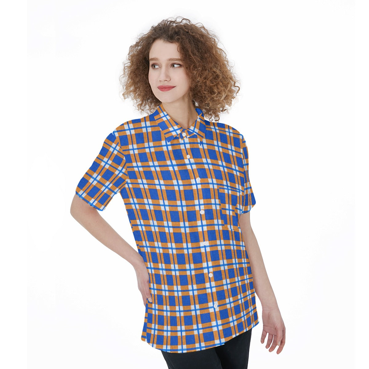 Florida - Gators tartan plaid Women's Short Sleeve Shirt With Pocket