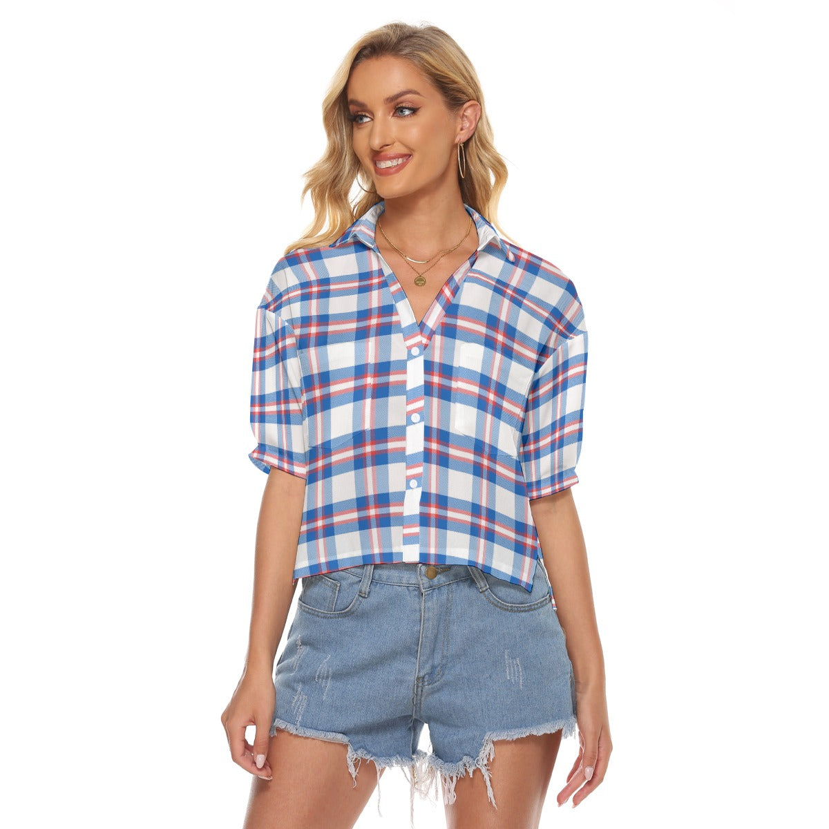 Buffalo Bills Tartan plaid Women's V-neck Shirts