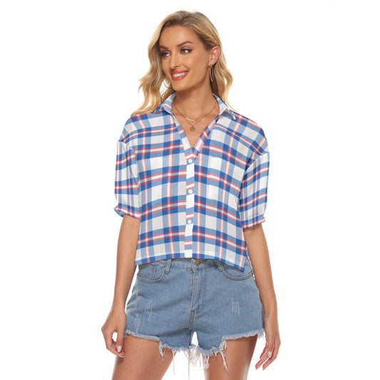 Buffalo Bills Tartan plaid Women's V-neck Shirts