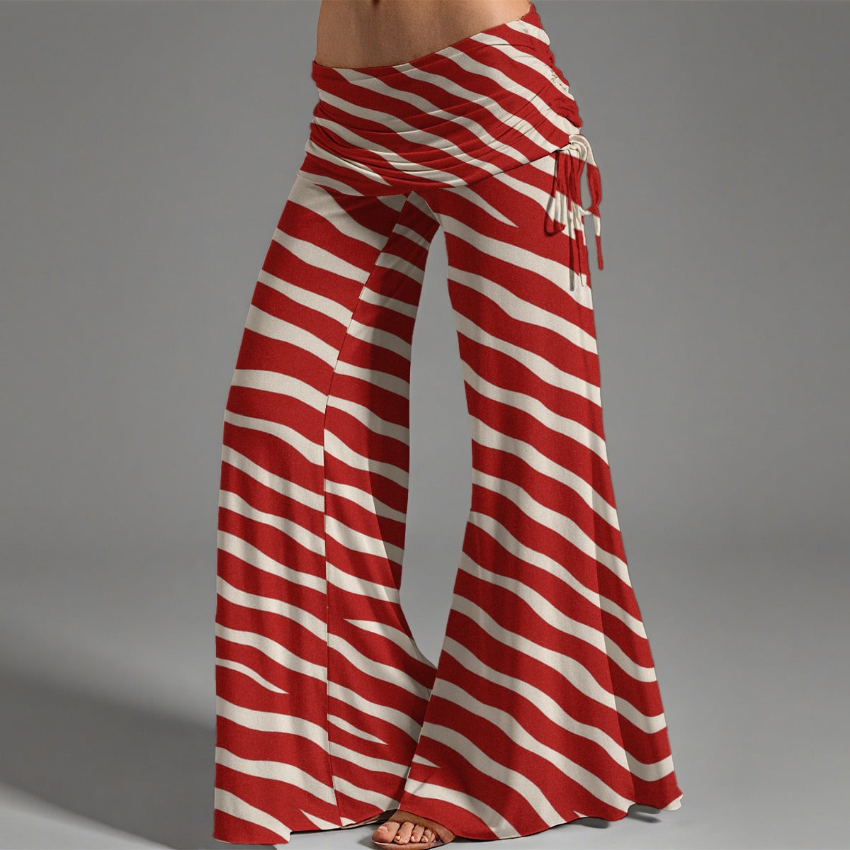 Wisconsin Madison - Badgers zubaz striped Women's High Waist Wide Leg Pants