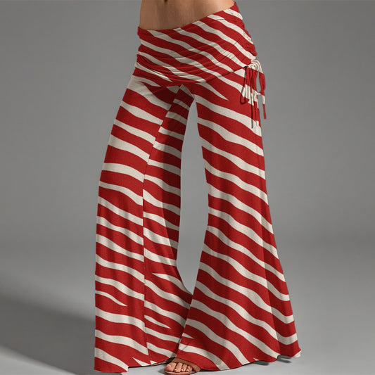 Wisconsin Madison - Badgers zubaz striped Women's High Waist Wide Leg Pants