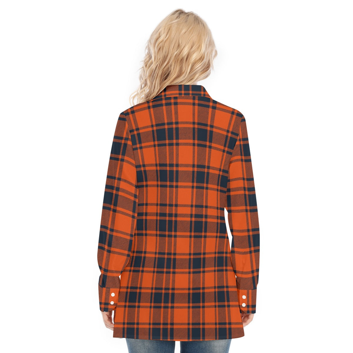 Illinois Urbana - Fighting Illini Tartan Plaid Women's Long Shirt |115GSM Cotton poplin