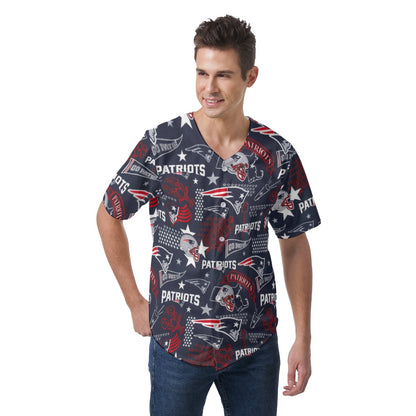 New England Football Game Day All-Over Print Men's Short Sleeve Baseball Jersey