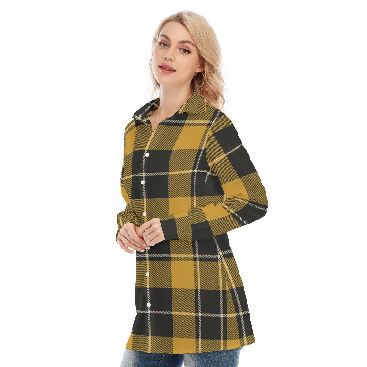 Georgia Yellow Jackets Tartan Plaid  Women's Long Shirt