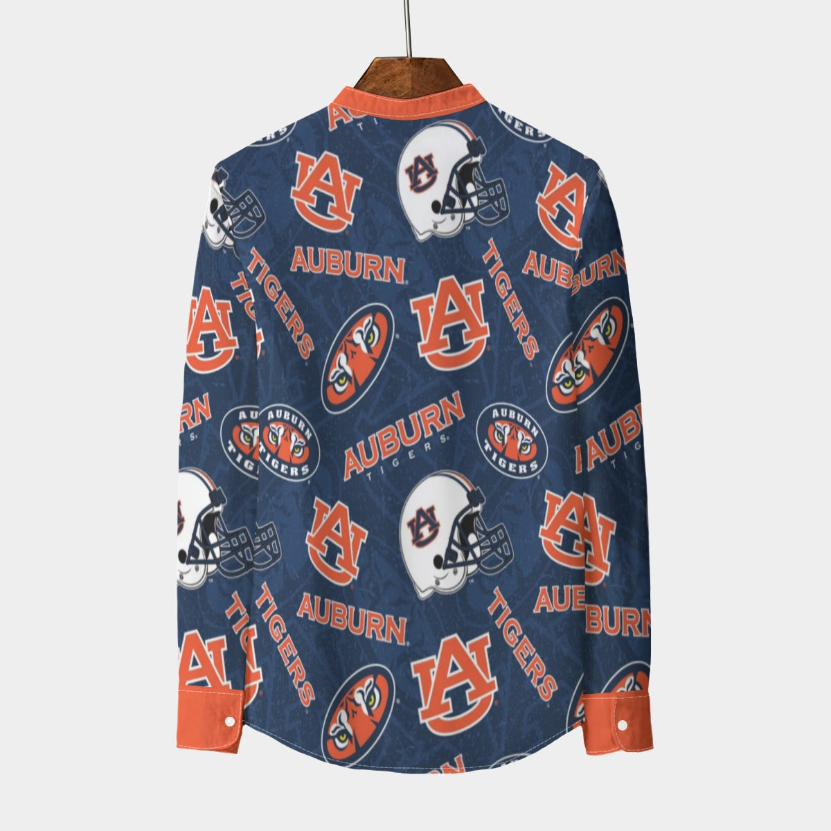Auburn Tigers Stand Collar Shirt With Long Sleeve|110GSM Imitation Flax