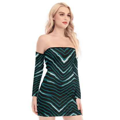 Philadelphia Football Game Day All-Over Print Women's Off-shoulder Back Lace-up Dress