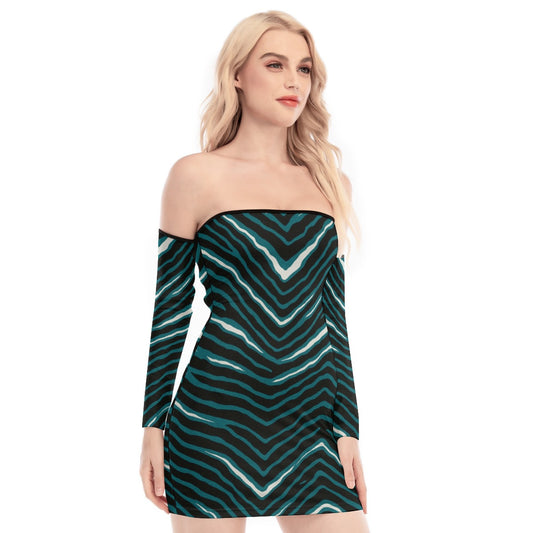 Philadelphia Football Game Day All-Over Print Women's Off-shoulder Back Lace-up Dress